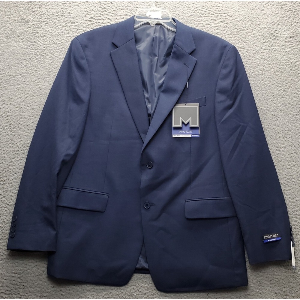 Collection by Michael Strahan Suit Blazer Men 44 Navy Tech Wool Modern Fit Notch